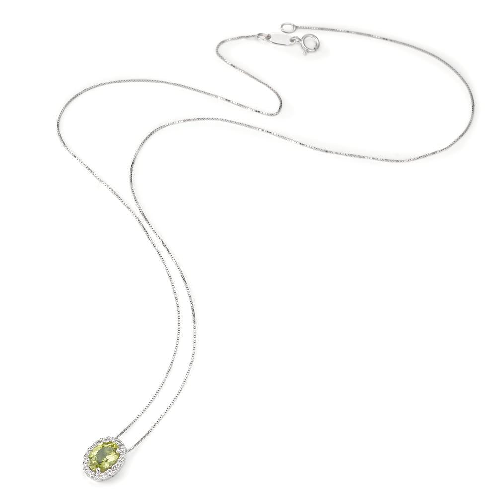 Necklace 18k White Gold Peridot, Zirconia White 42 cm