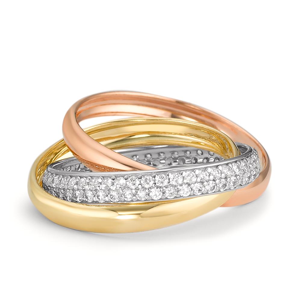 Fingerring 750/18 K Weissgold, 750/18 K Gelbgold, 750/18 K Rotgold Zirkonia