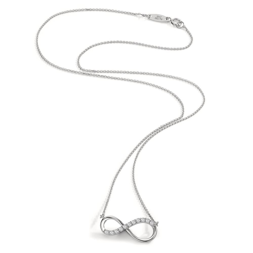 Necklace 18k White Gold Zirconia 11 Stones Infinity 42 cm