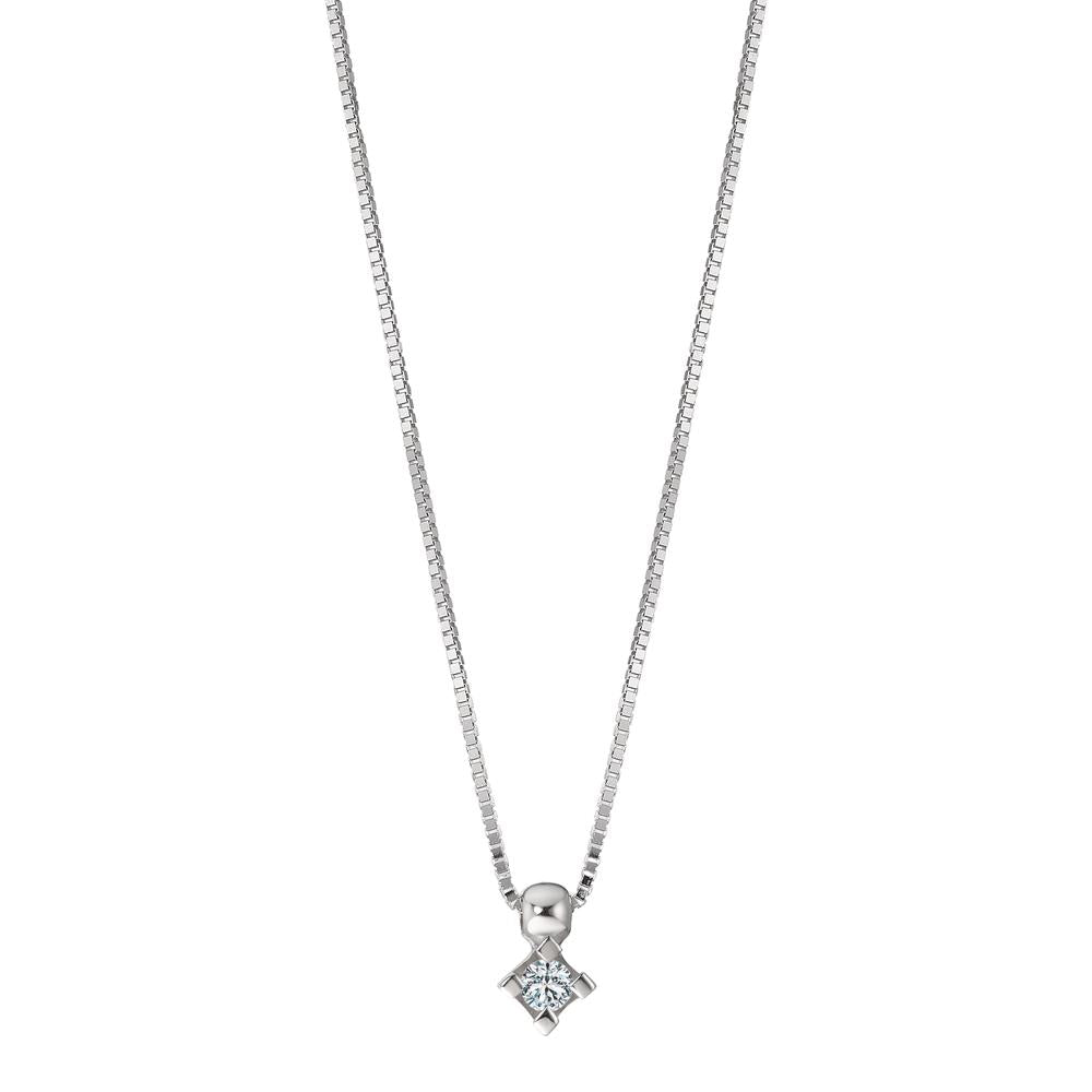 Collana Oro bianco 750/18 carati Diamante 0.06 ct, w-si 39-42 cm Ø3 mm