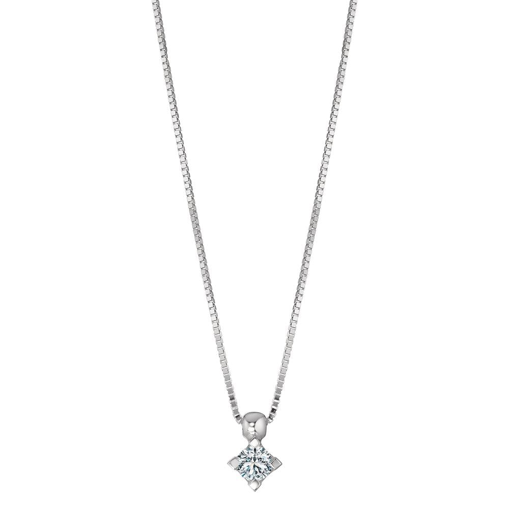 Necklace 18k White Gold Diamond 0.10 ct, w-si 39-42 cm Ø3.3 mm