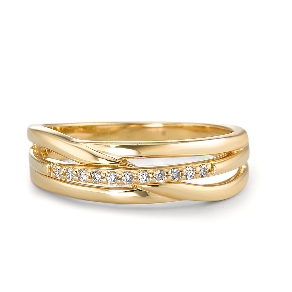 Fingerring 750/18 K Gelbgold Diamant 0.06 ct, 11 Steine, w-si