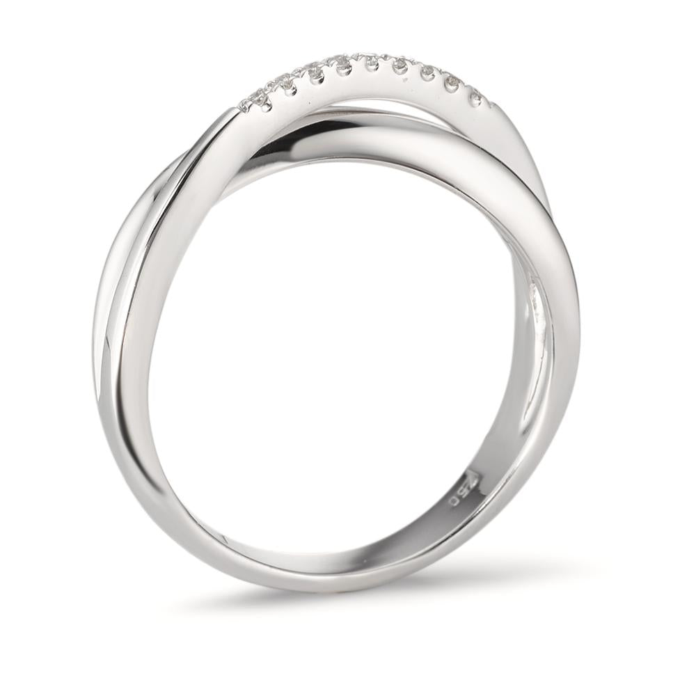 Fingerring 750/18 K Weissgold Diamant 0.05 ct, 9 Steine, w-si