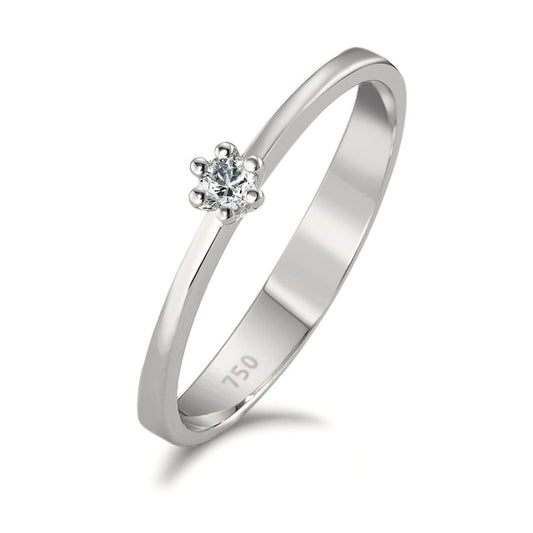 Solitär Ring 750/18 K Weissgold Diamant 0.05 ct, w-si