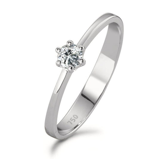 Solitär Ring 750/18 K Weissgold Diamant 0.15 ct, w-si