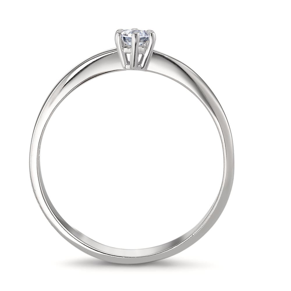 Solitär Ring 750/18 K Weissgold Diamant 0.15 ct, w-si