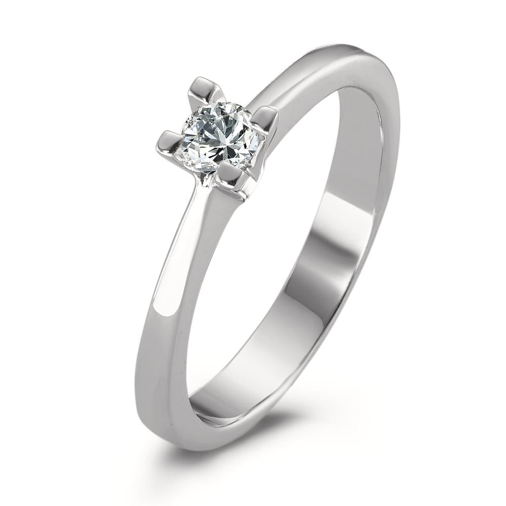 Solitär Ring 750/18 K Weissgold Diamant 0.15 ct, w-si