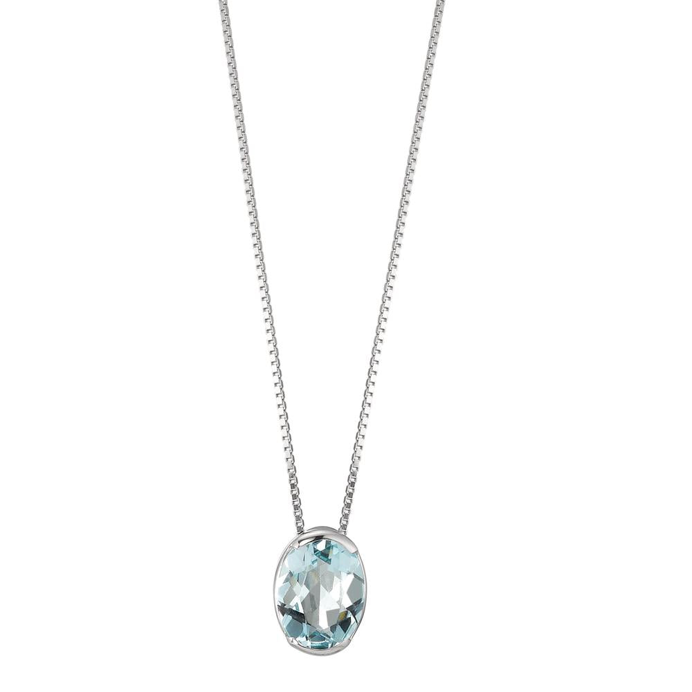 Necklace 18k White Gold Aquamarine 1.08 ct 39-42 cm