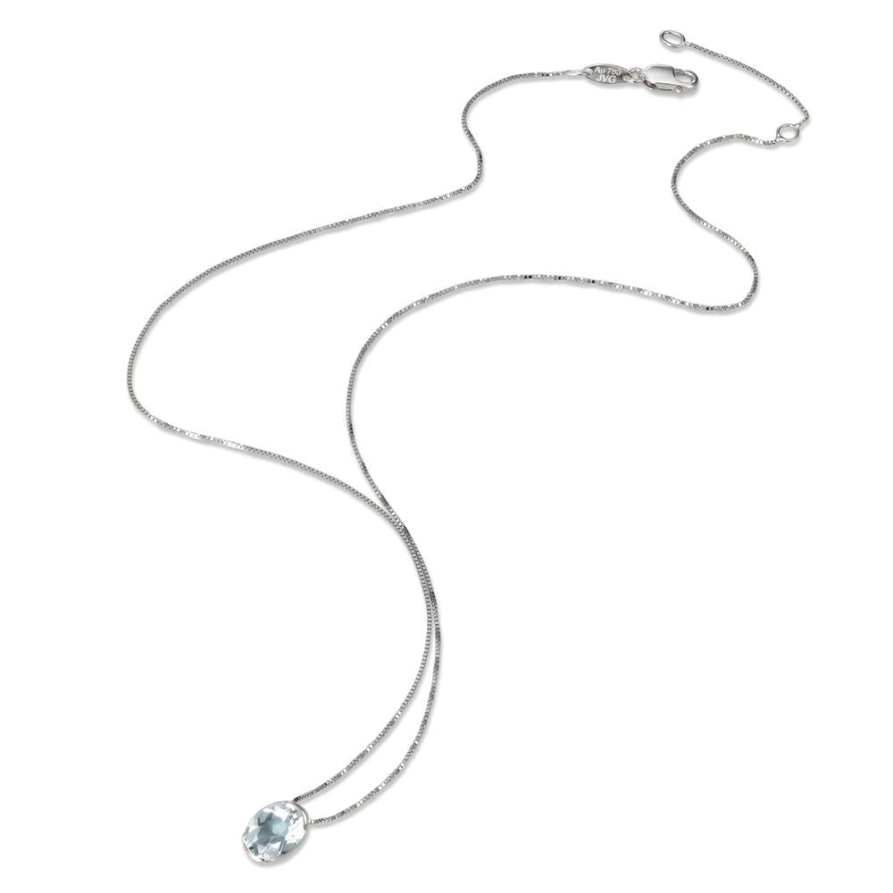 Necklace 18k White Gold Aquamarine 1.08 ct 39-42 cm