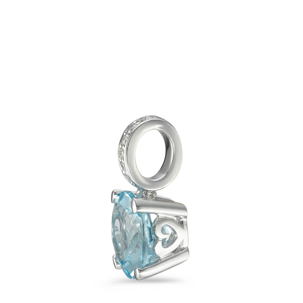 Anhänger 750/18 K Weissgold Topas blau, Diamant 0.03 ct, 6 Steine, w-si