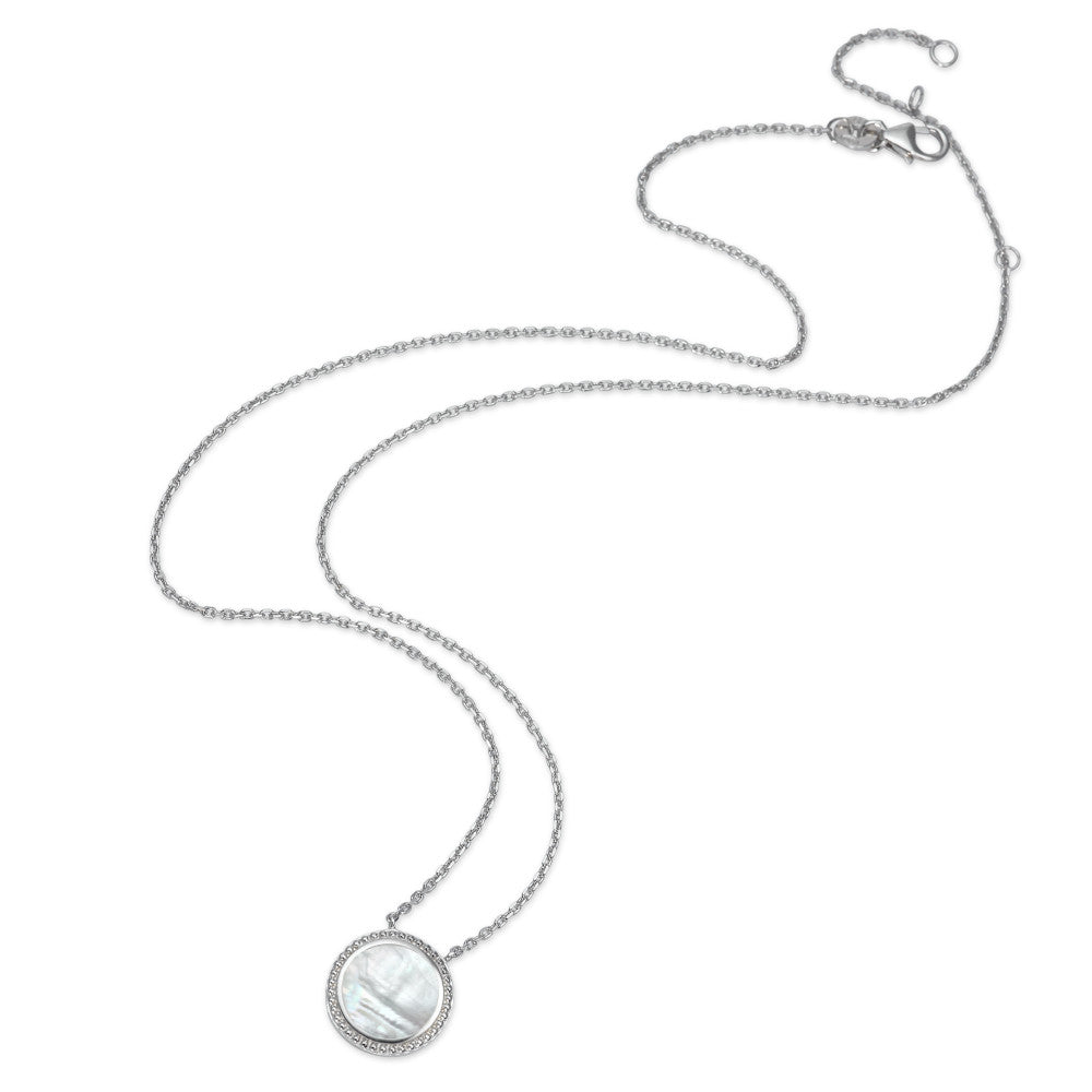 Collier Argent Rhodié nacre 40-45 cm Ø13 mm