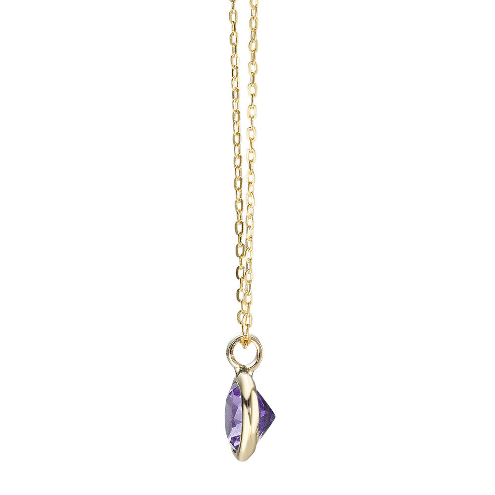 Collier 585/14 K Gelbgold Zirkonia violett verstellbar