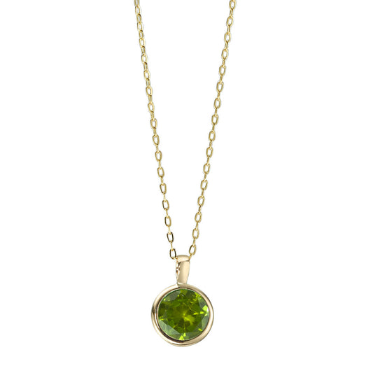 Necklace 14k Yellow Gold Zirconia Green 40-42 cm