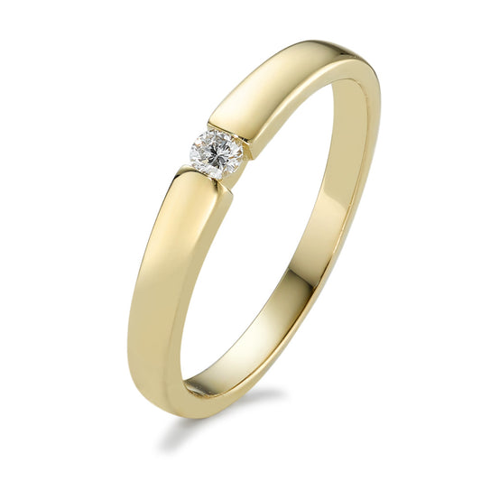 Solitär Ring 585/14 K Gelbgold Diamant 0.06 ct, w-si