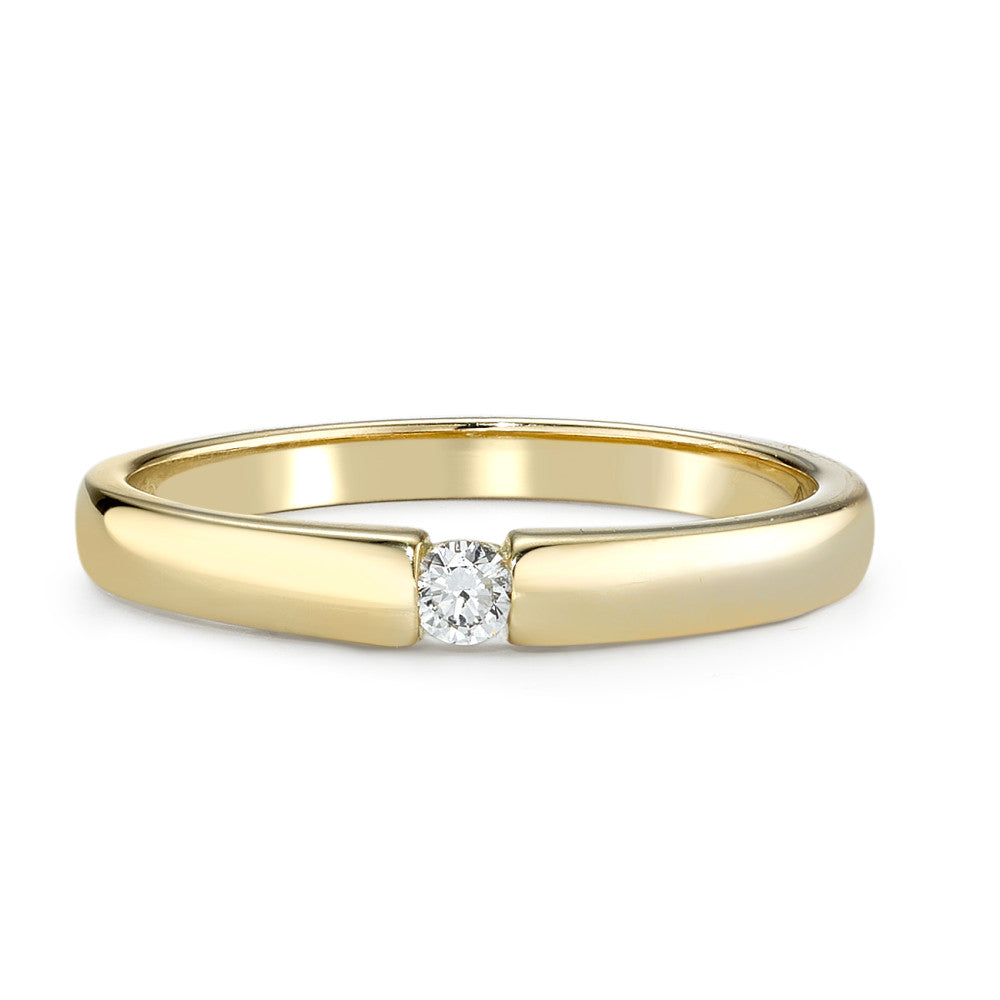 Solitär Ring 585/14 K Gelbgold Diamant 0.06 ct, w-si