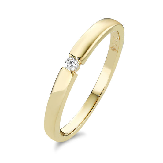 Solitär Ring 585/14 K Gelbgold Diamant 0.03 ct, w-si