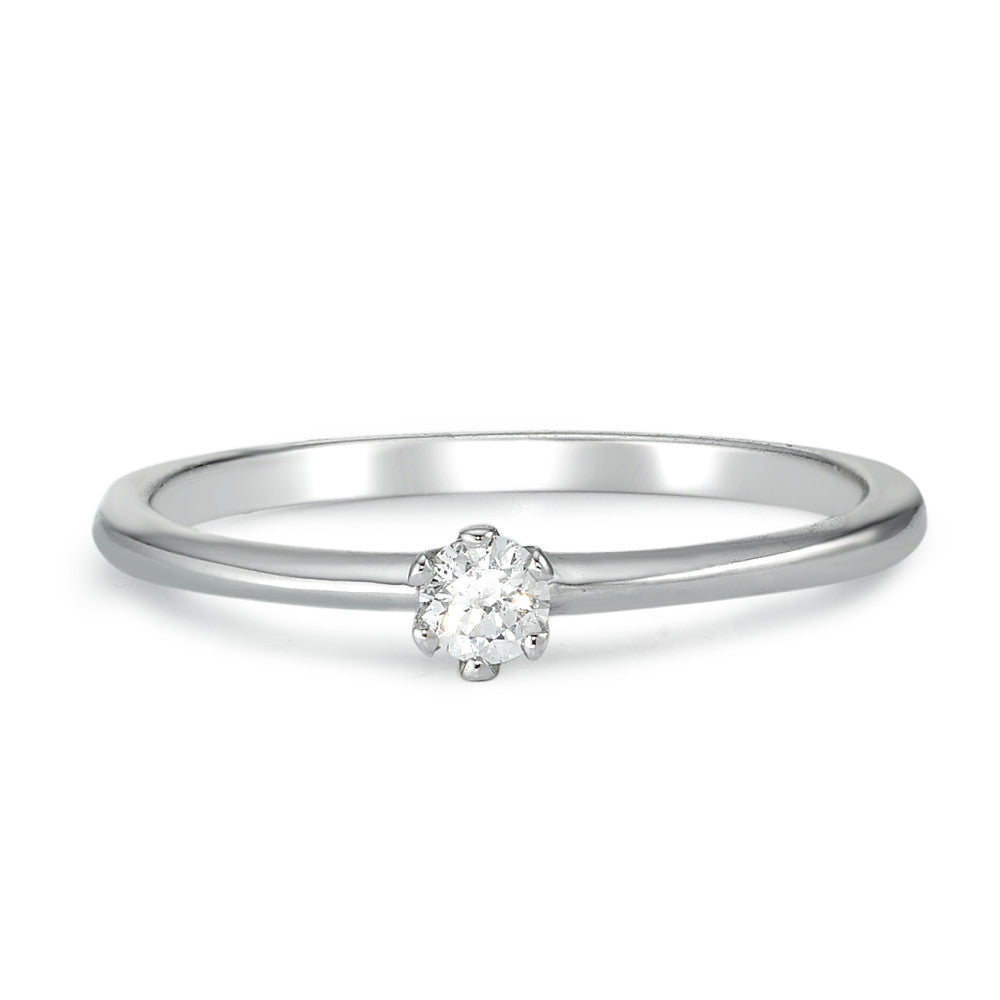 Solitär Ring 585/14 K Weissgold Diamant 0.10 ct, w-si