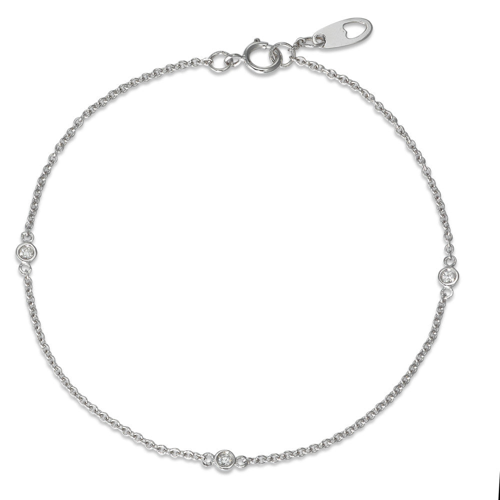 Bracelet Or blanc 18K Diamant 0.06 ct, 3 Pierres, w-si 17 cm