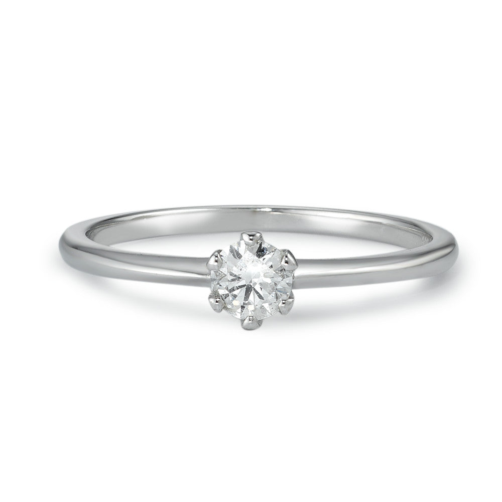 Solitär Ring 585/14 K Weissgold Diamant 0.15 ct, w-si