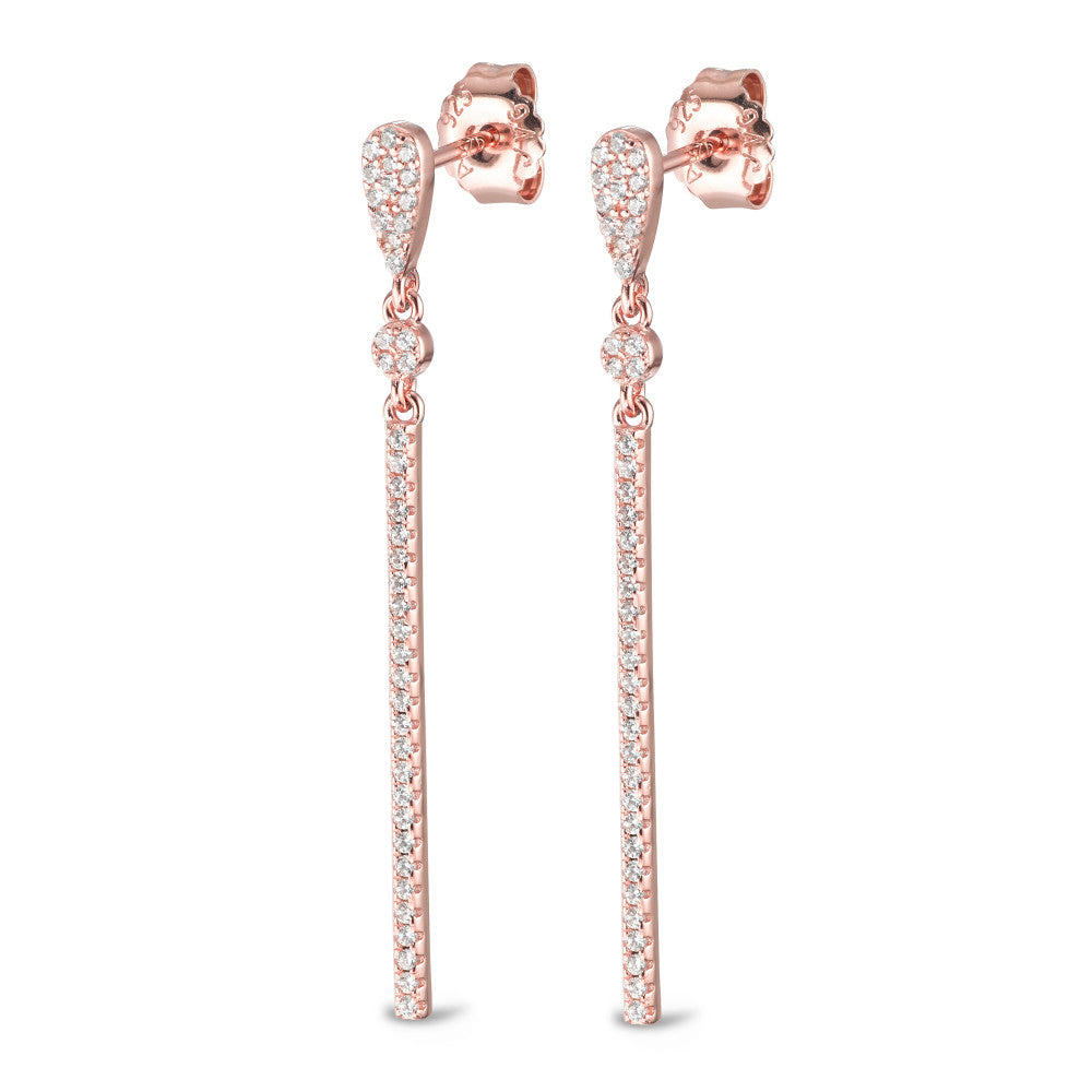 Drop Earrings Silver Zirconia Rose Gold plated