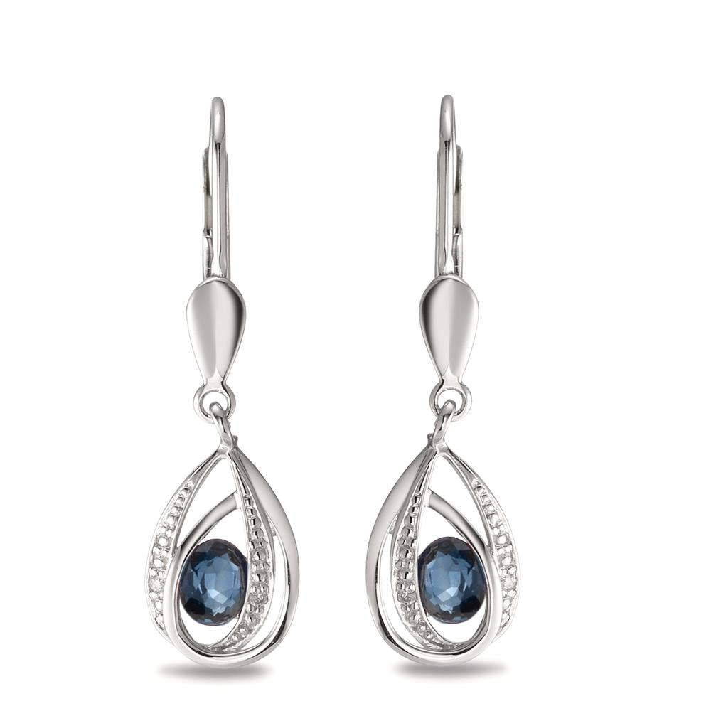 Drop Earrings 14k White Gold Sapphire