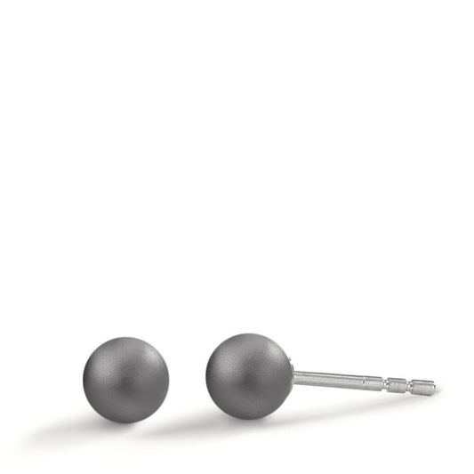 Ohrstecker Globe Ø5mm aus Aluminium in Moonstone Grey, Stift und Verschluss aus Edelstahl