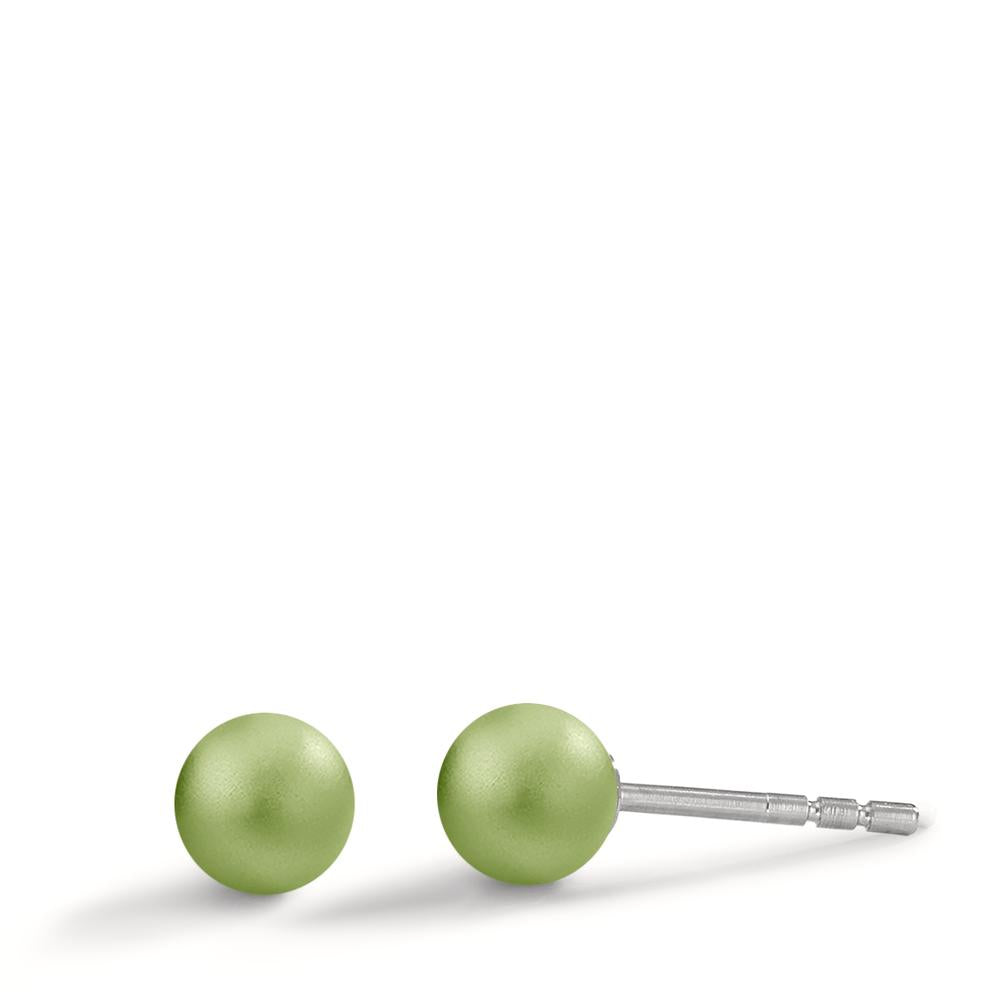 Ohrstecker Globe Ø5mm aus Aluminium in Apple Green, Stift und Verschluss aus Edelstahl