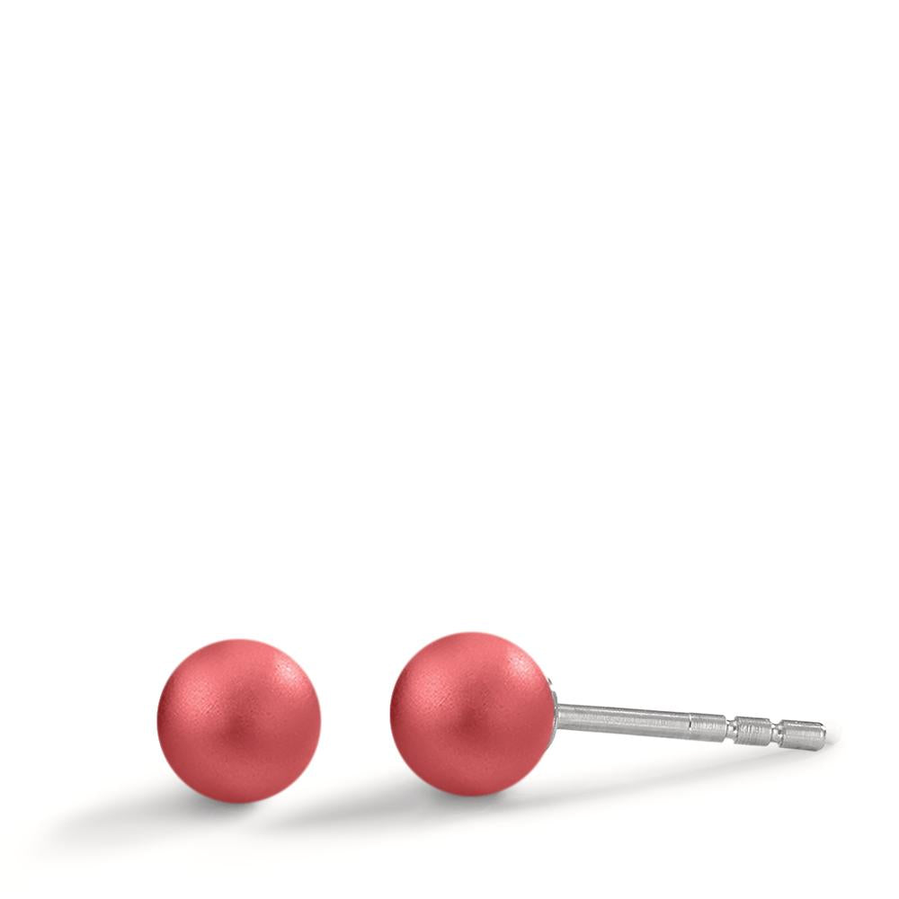 Ohrstecker Globe Ø5mm aus Aluminium in Ruby Red, Stift und Verschluss aus Edelstahl