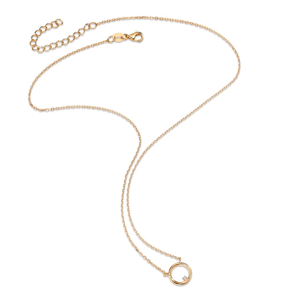 Necklace Silver Zirconia Yellow Gold plated 40-45 cm