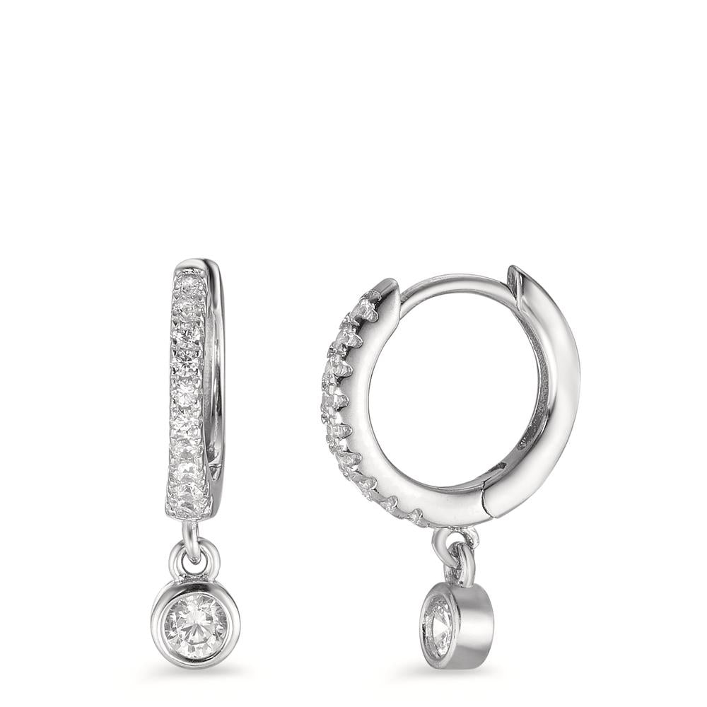 Hinged hoop Silver Zirconia 20 Stones Rhodium plated