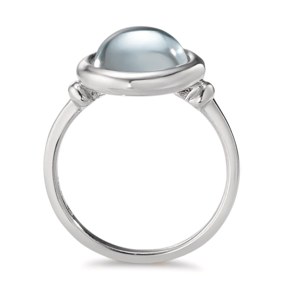 Anello Argento Quarzo acqua rodiato Ø13 mm