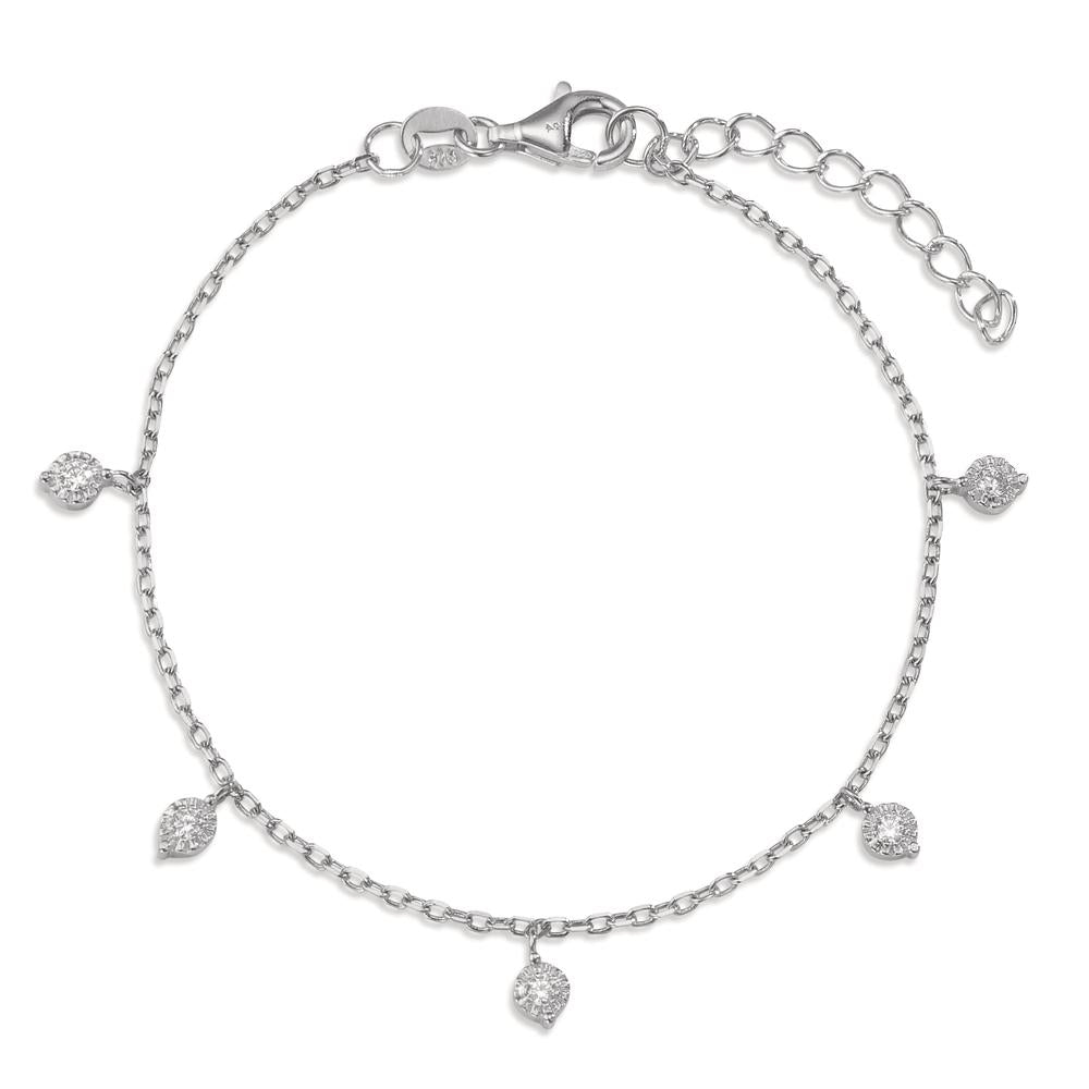 Armband Silber Zirkonia 5 Steine rhodiniert verstellbar