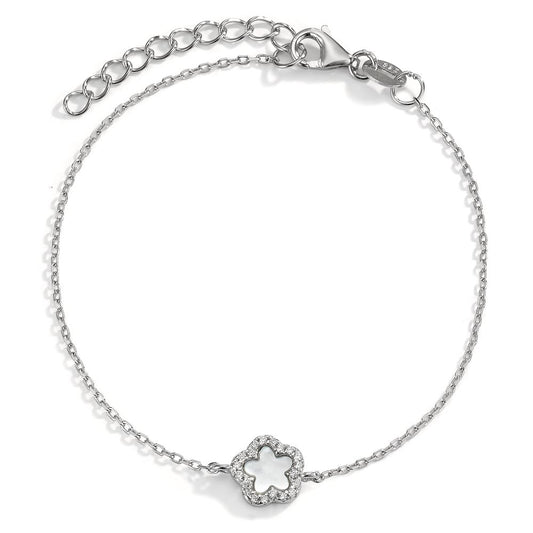 Armband Silber Zirkonia rhodiniert Perlmutt Blume verstellbar Ø7.5 mm