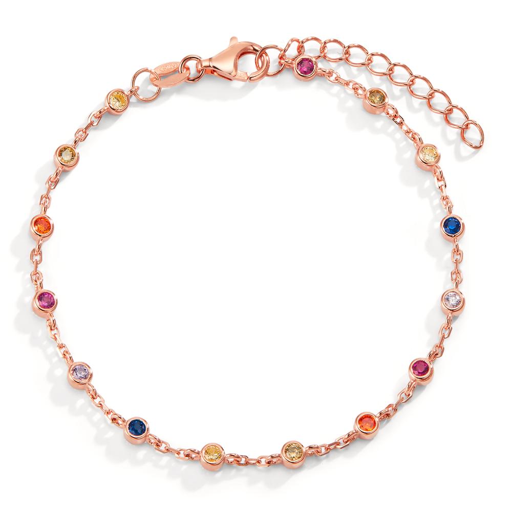 Bracelet Silver Zirconia Colorful, 15 Stones Rose Gold plated 15.5-18.5 cm