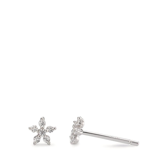 Clous d'oreilles Argent Zircone 12 Pierres Rhodié Fleur Ø5 mm