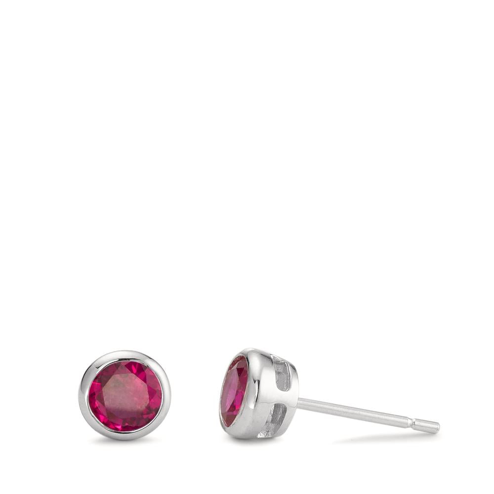 Ohrstecker Silber Zirkonia pink, 2 Steine rhodiniert Ø6 mm