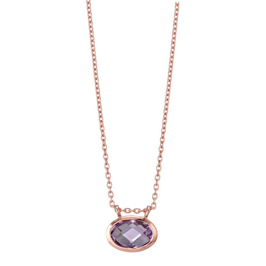 Necklace Silver Amethyst Rose Gold plated 42-45 cm