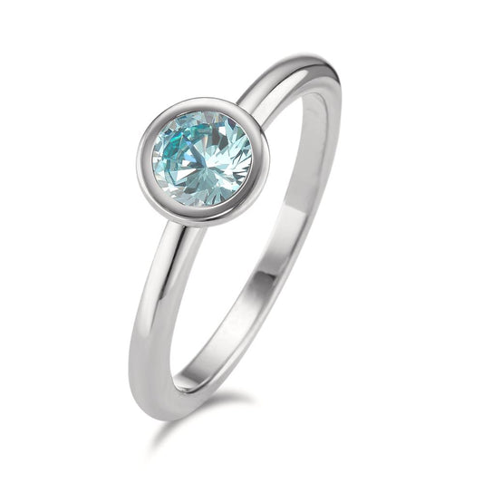 Fingerring Edelstahl Zirkonia aqua Ø7 mm