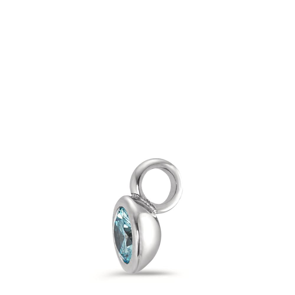 Charm-Anhänger Joy Edelstahl mit Aqua Blue Zirkonia, Ø7mm