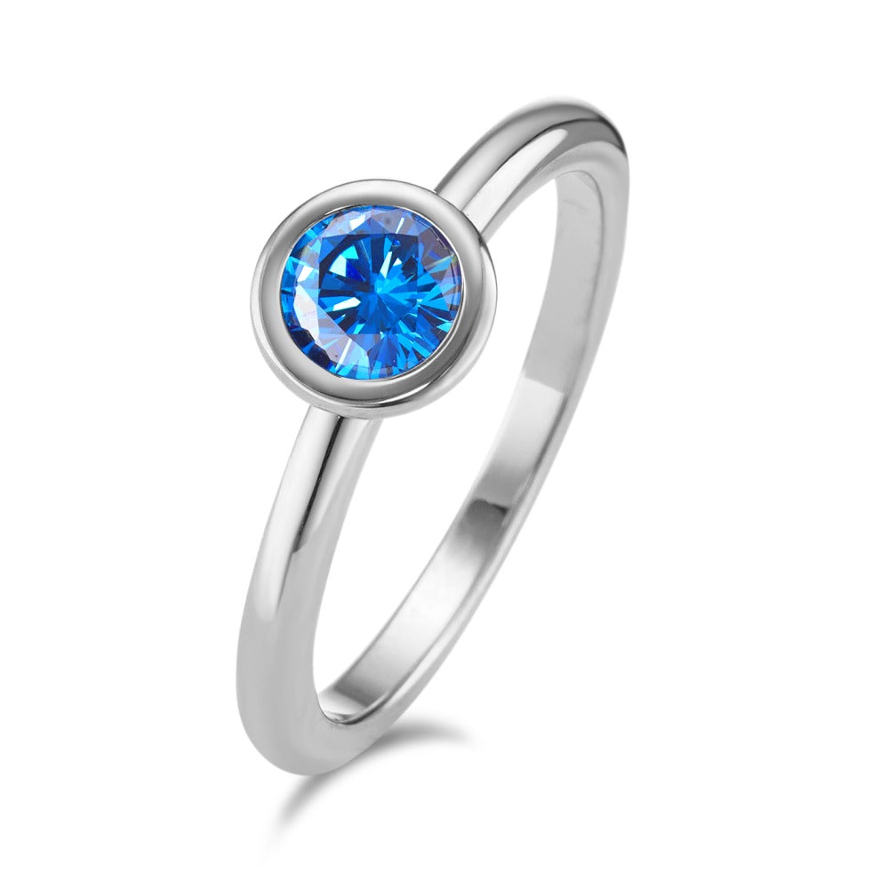 Fingerring Edelstahl Zirkonia blau Ø7 mm