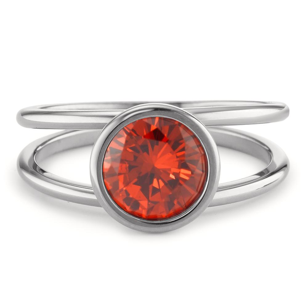 Fingerring Edelstahl Zirkonia rot Ø9.5 mm