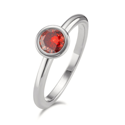 Fingerring Edelstahl Zirkonia rot Ø7 mm