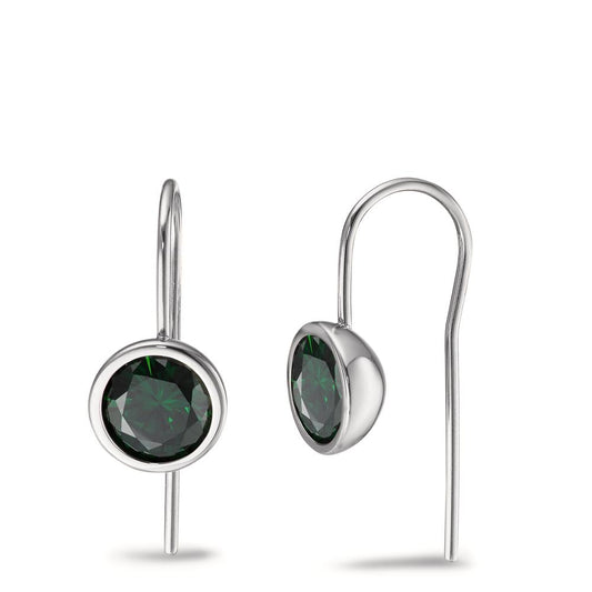 Orecchini Acciaio inossidabile Zirconia verde, 2 pietra Ø9.5 mm