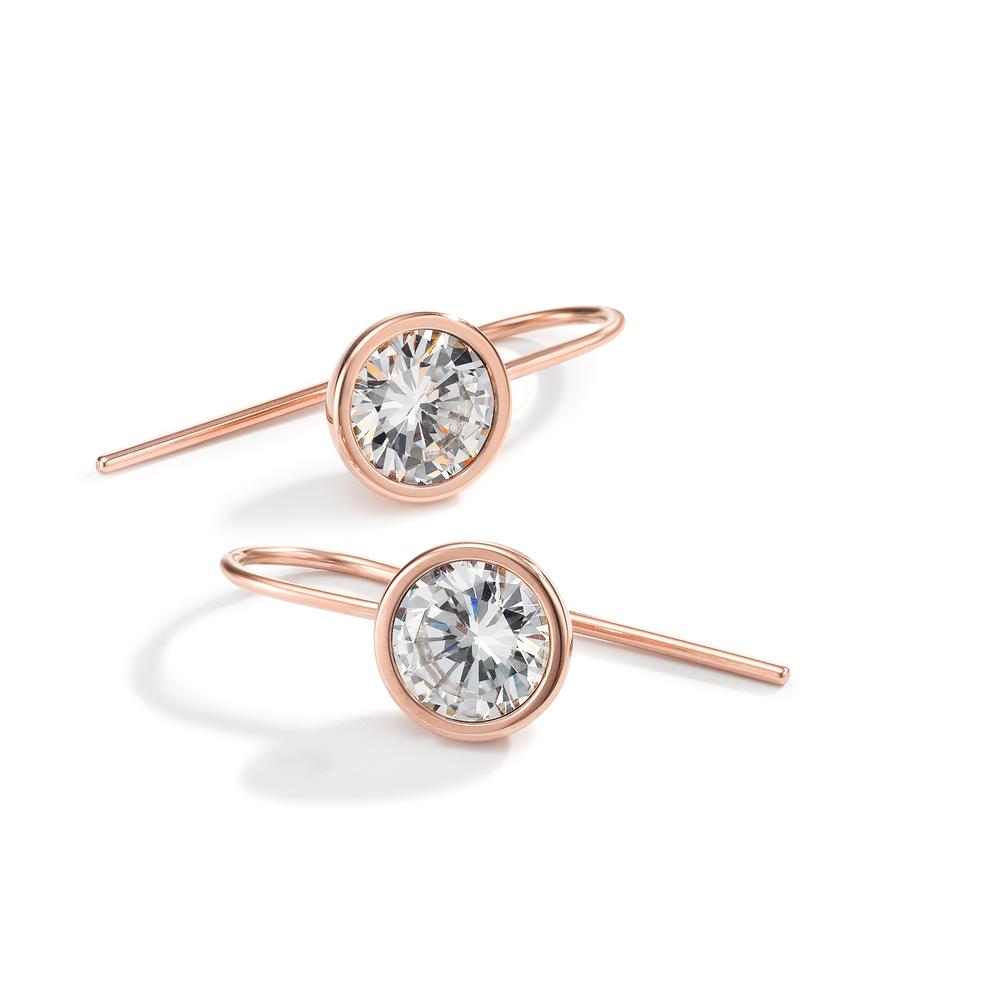 Ohrhänger Joy Roségold aus Edelstahl und Crystal White Zirkonia, Ø9.5mm