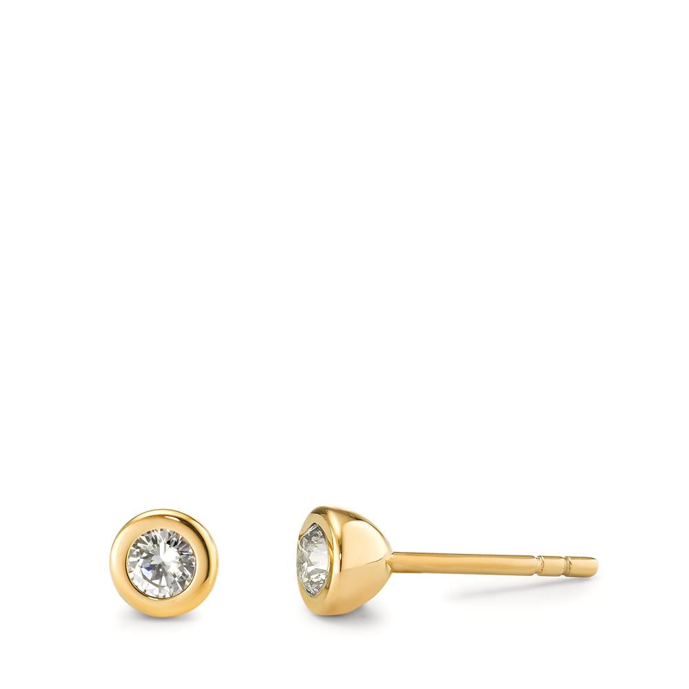 Ohrstecker Joy Gold aus Edelstahl mit Crystal White Zirkonia, Ø5mm