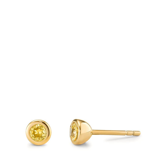 Ohrstecker Joy Gold aus Edelstahl mit Imperial Yellow Zirkonia, Ø5mm