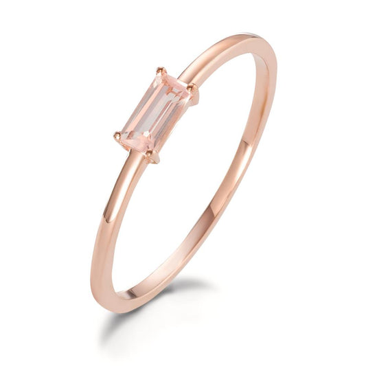 Anello solitario Oro rosa 375/9k Quarzo rosa [Baguette]