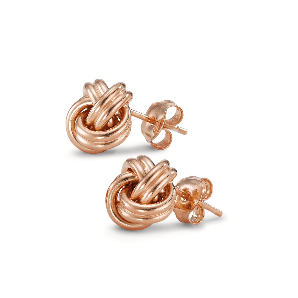 Stud earrings Silver Rose Gold plated Knot Ø10 mm