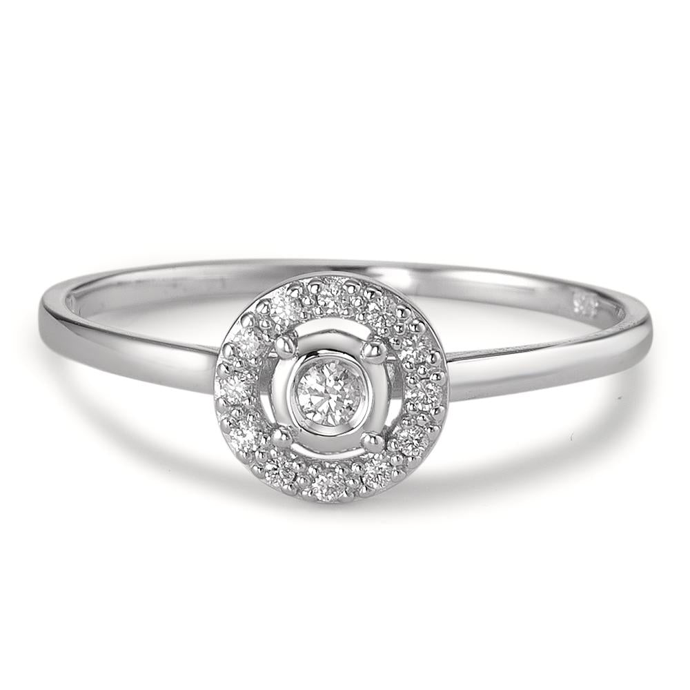 Solitär Ring 375/9 K Weissgold Diamant 0.09 ct, Brillantschliff, w-si