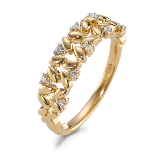 Anello Oro giallo 750/18 carati Diamante 0.05 ct, 9 pietra, [Brillant], w-si bicolore
